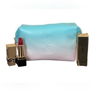 Yves Saint Laurent Blue and Pink Cosmetic Bag